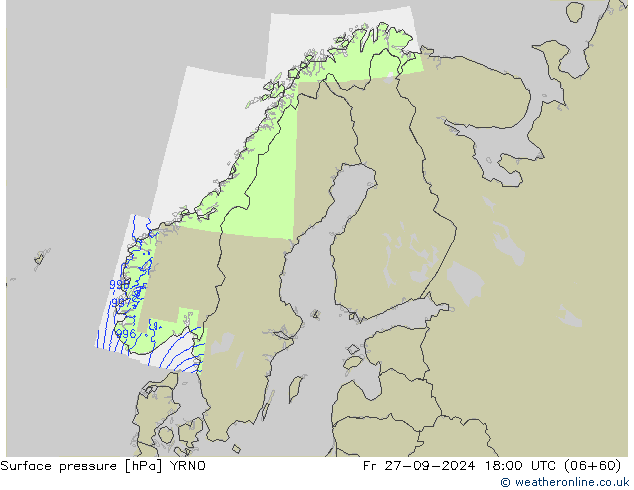 Surface pressure YRNO Fr 27.09.2024 18 UTC