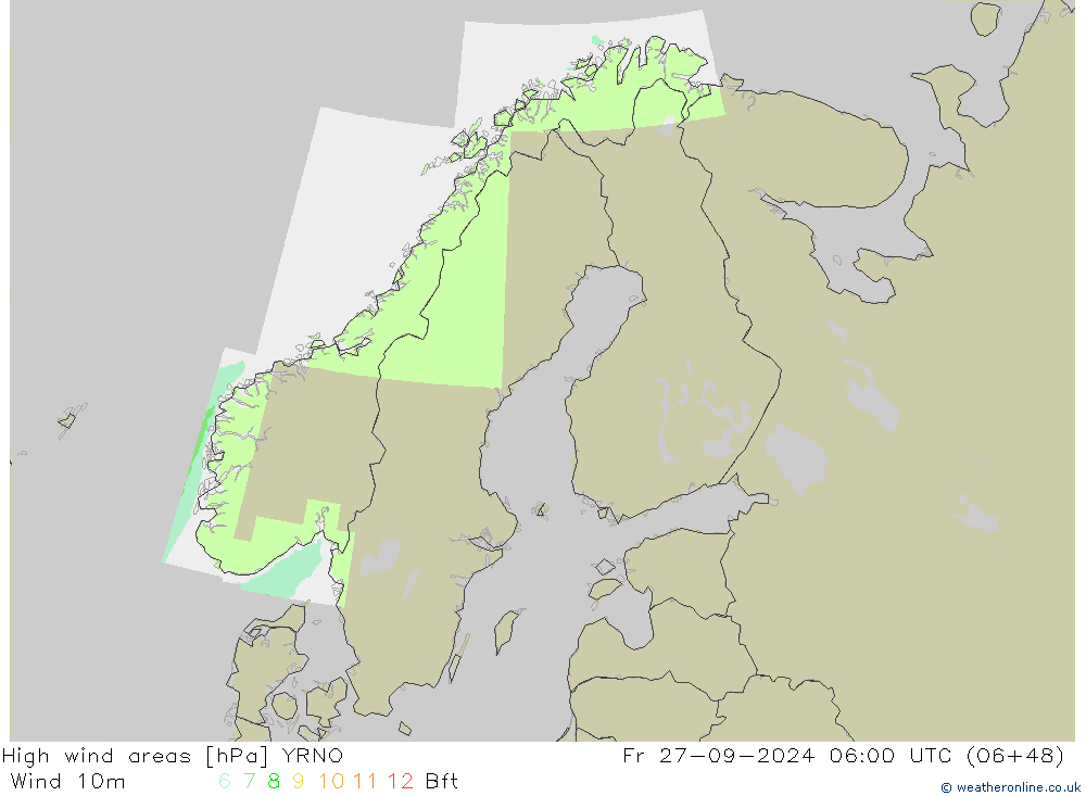 High wind areas YRNO  27.09.2024 06 UTC