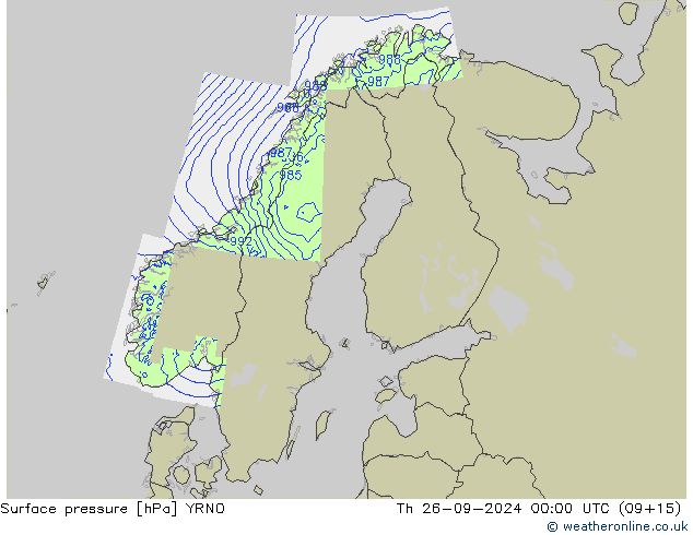 Atmosférický tlak YRNO Čt 26.09.2024 00 UTC