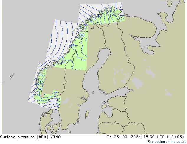 Pressione al suolo YRNO gio 26.09.2024 18 UTC