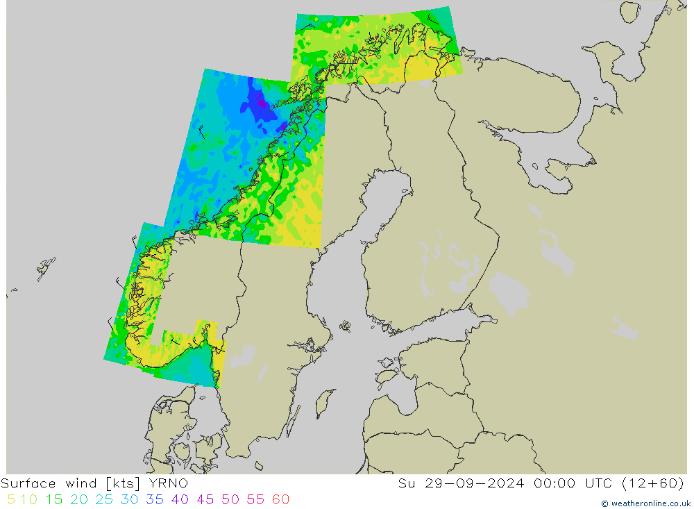 Surface wind YRNO Su 29.09.2024 00 UTC