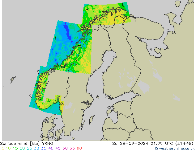 Surface wind YRNO Sa 28.09.2024 21 UTC